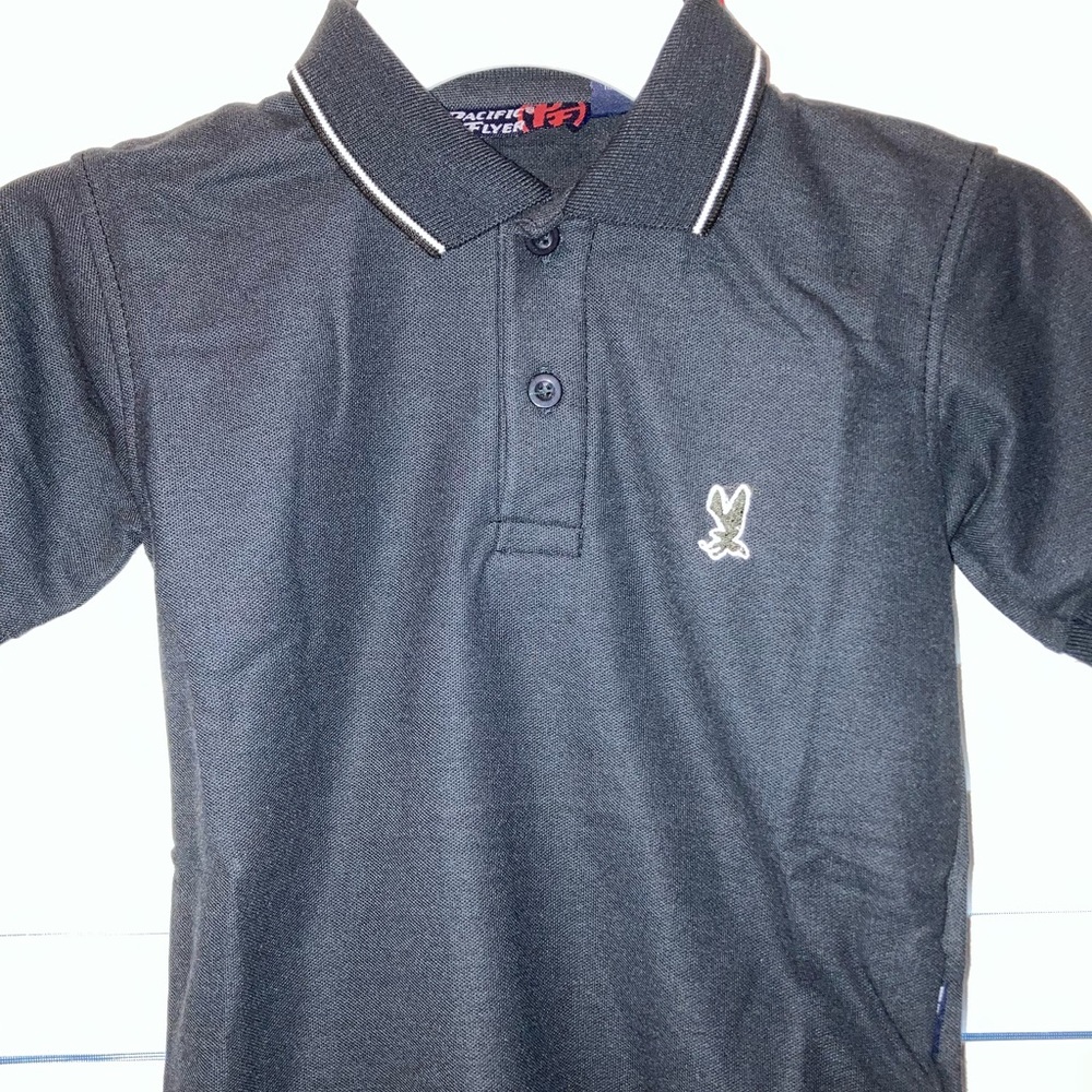 Pacific Flyer Toddler Boys Black Short Sleeve Collared Polo Shirt size 3 NWT